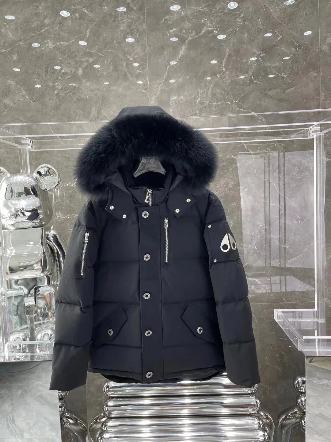 Mackage Black Fur Hooded Puffer Jacket