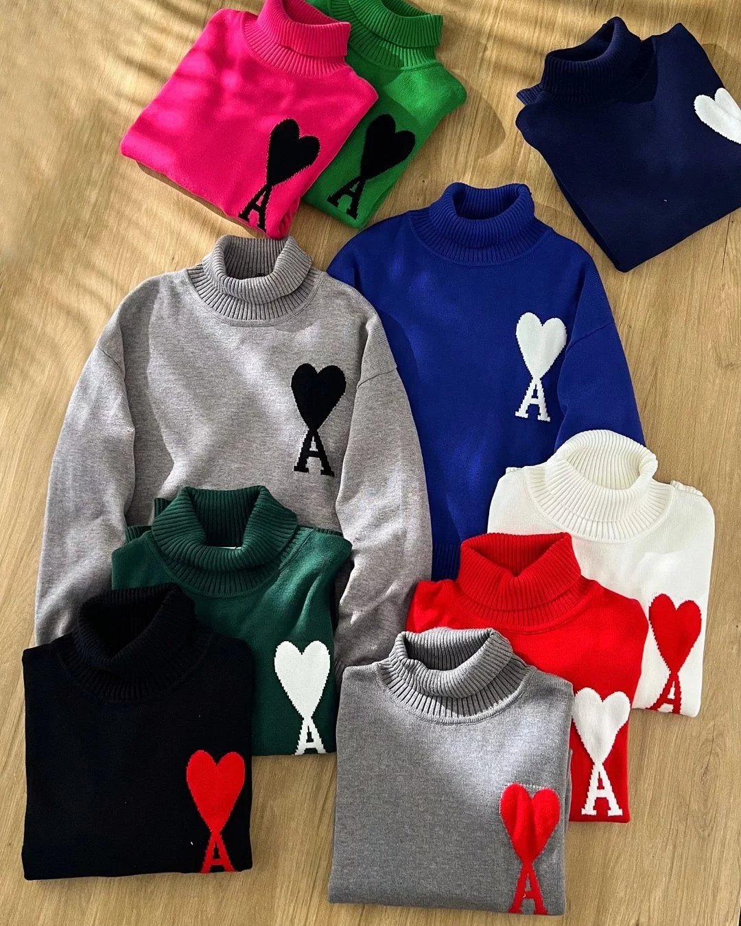 Ami Paris Heart Turtleneck Sweater