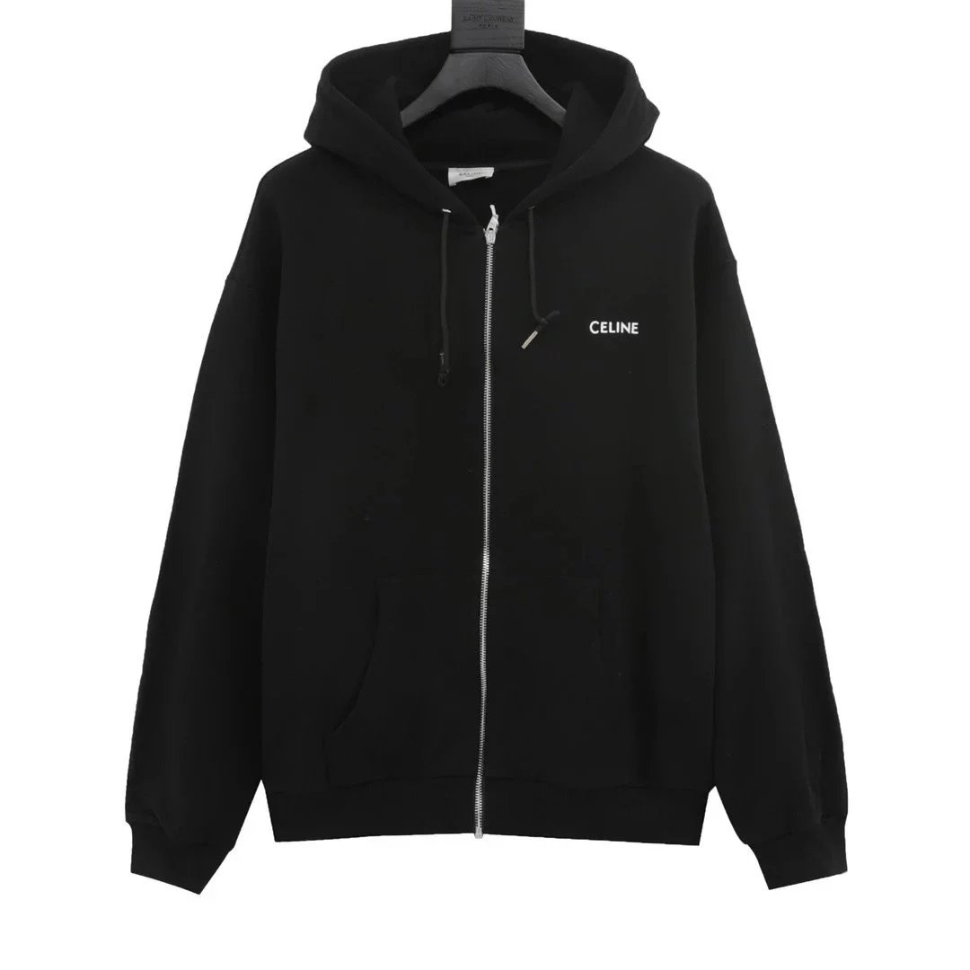 Celine Black Zip-Up Hoodie