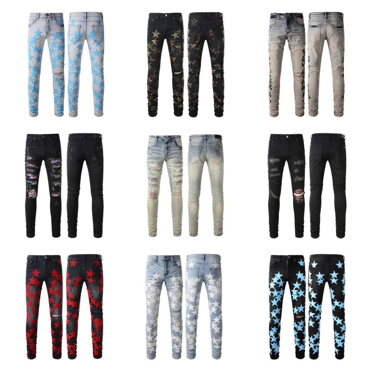 Amiri Star Print Ripped Jeans