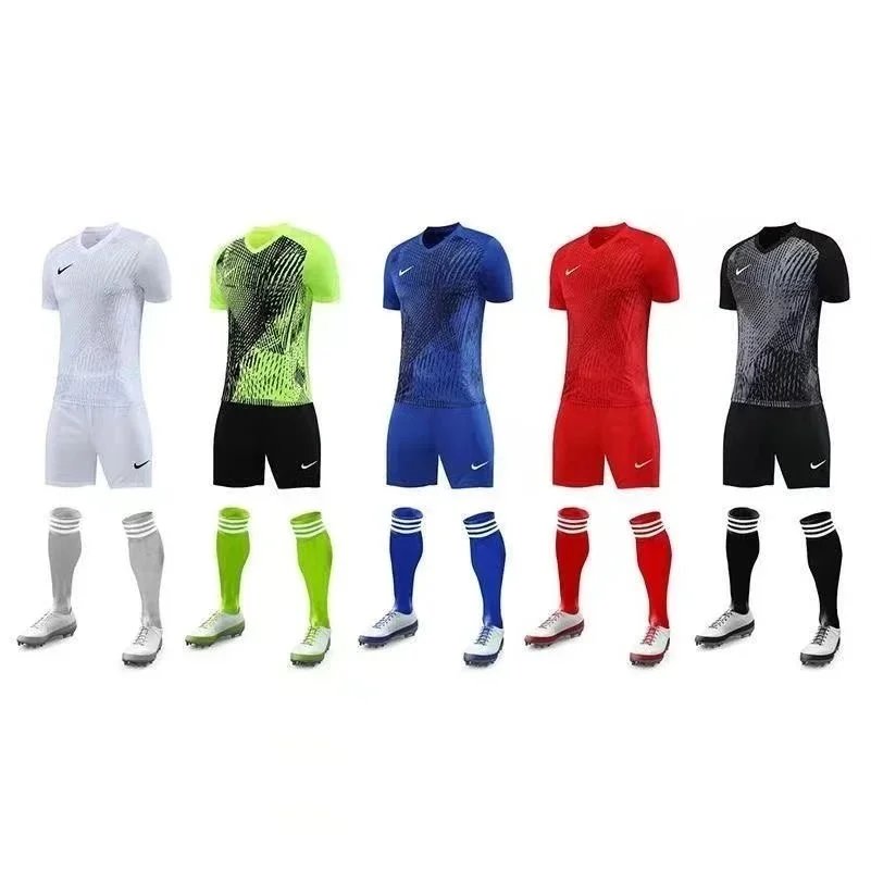 Nike Soccer Uniform Set in White, Green, Blue, Red, and Black