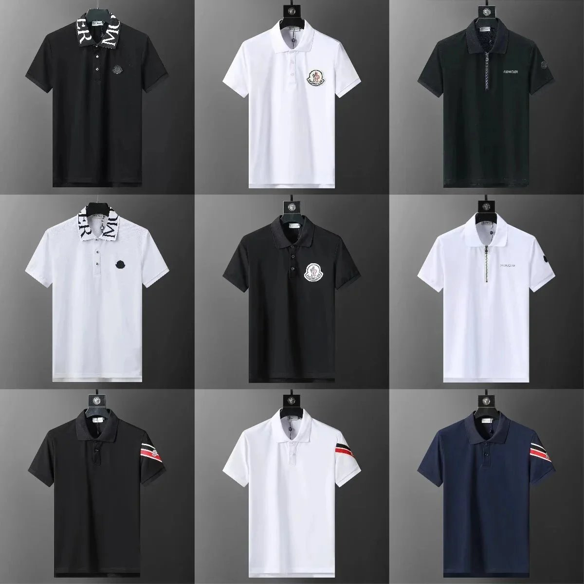 Moncler Black White Navy Polo Shirts