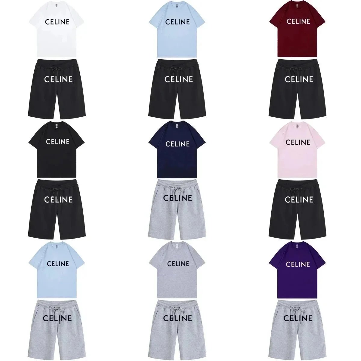 Celine T-Shirt and Shorts Set in Various Colors