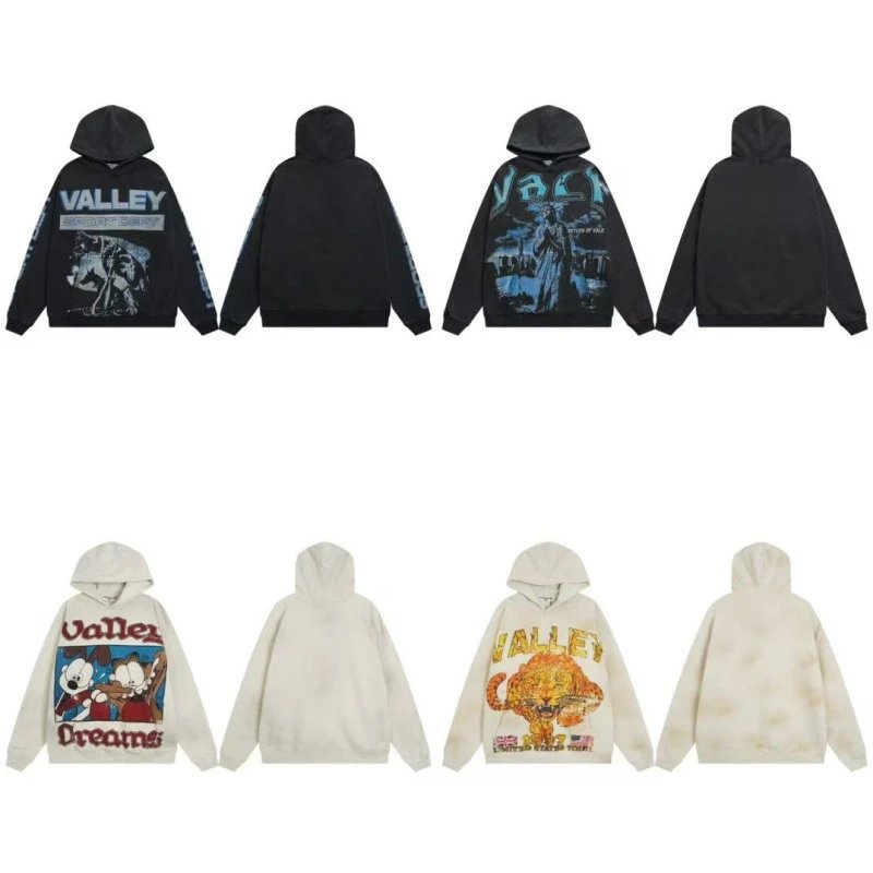 Valley Black and White Graphic Hoodies
