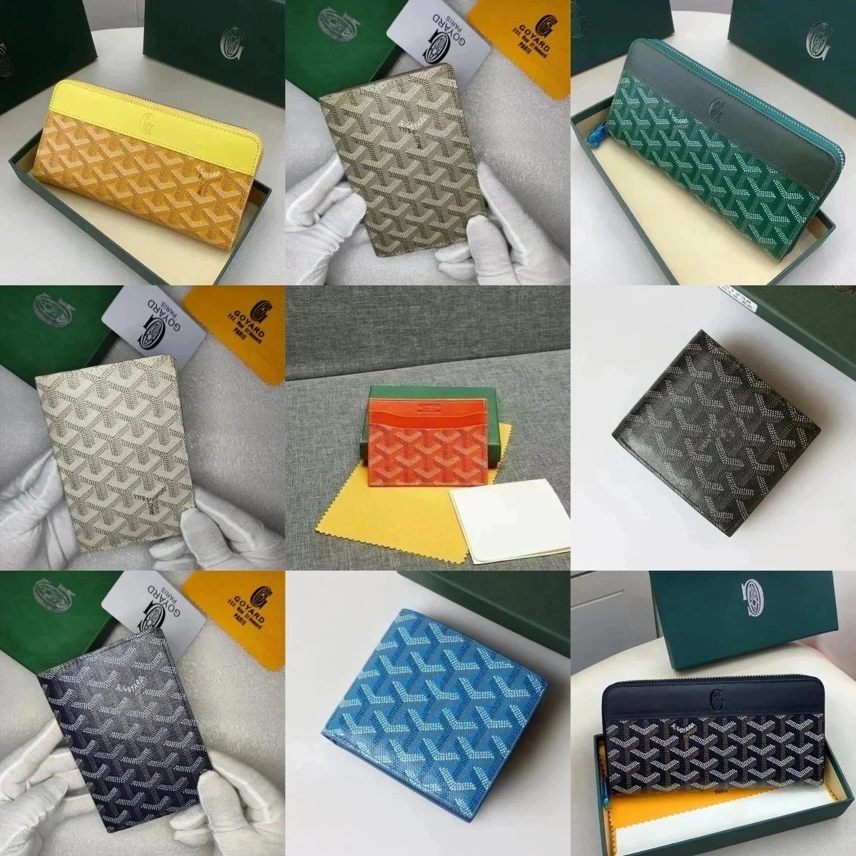 Goyard Patterned Leather Wallets in Various Colors