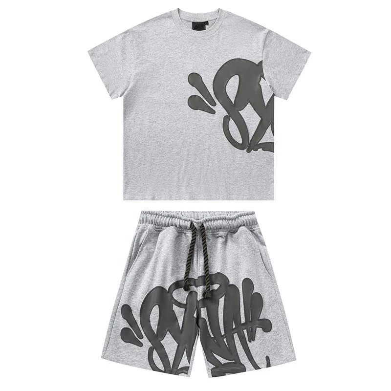 Gray Graphic T-Shirt and Shorts Set