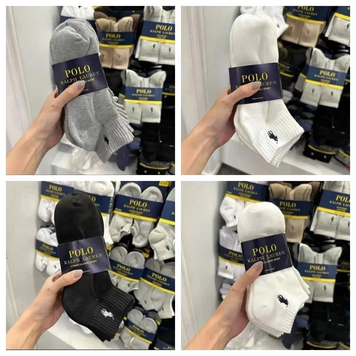 Ralph Lauren Grey, White, and Black Socks