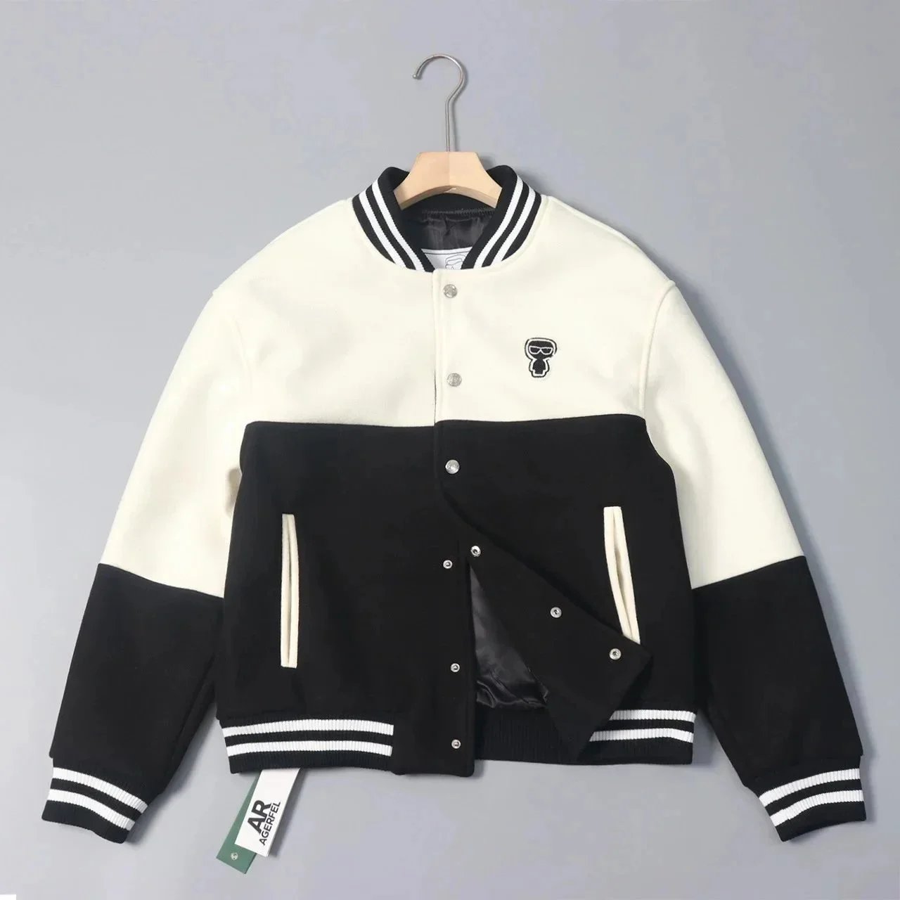 Karl Lagerfeld Black and White Bomber Jacket