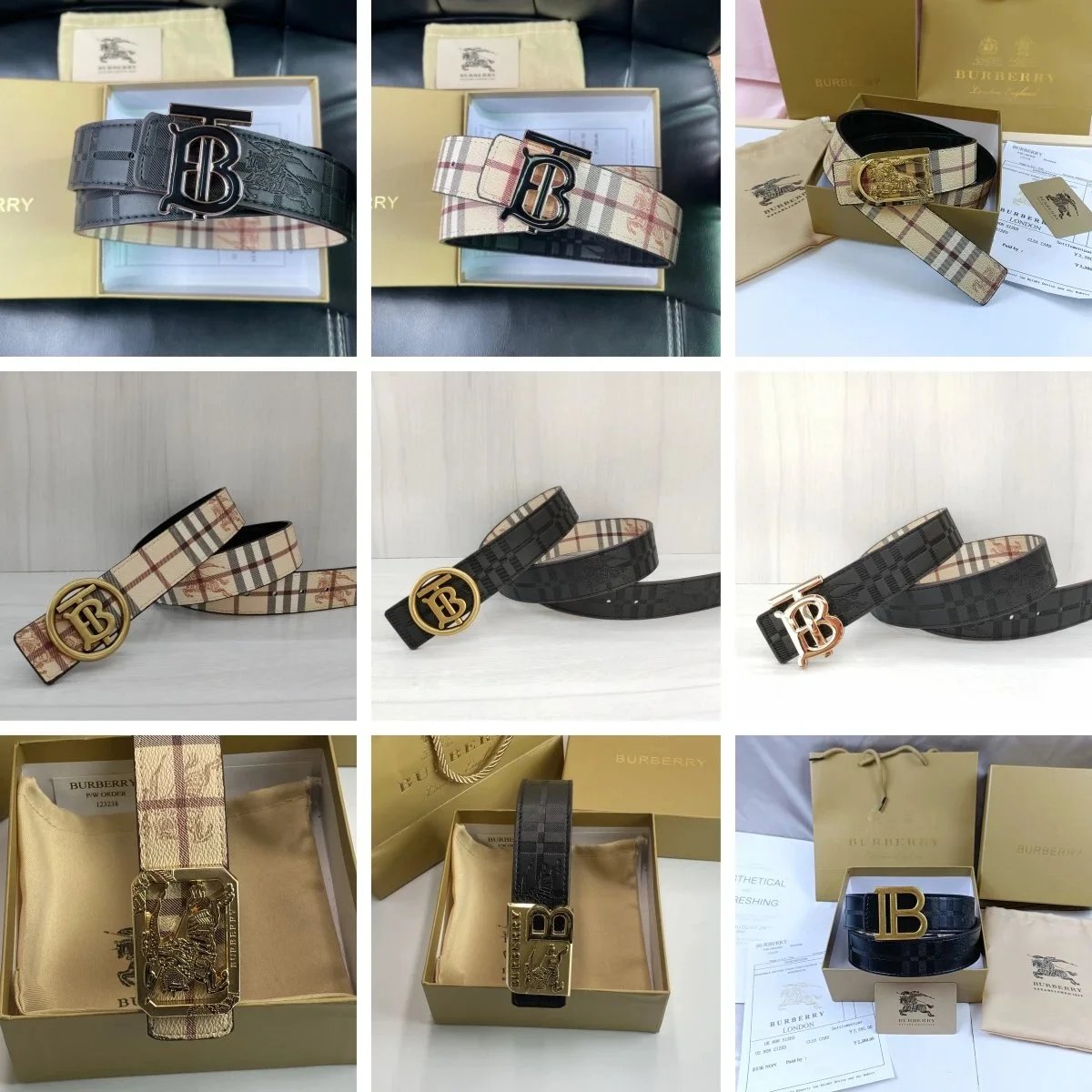 Burberry Reversible Belt with Monogram Buckle
