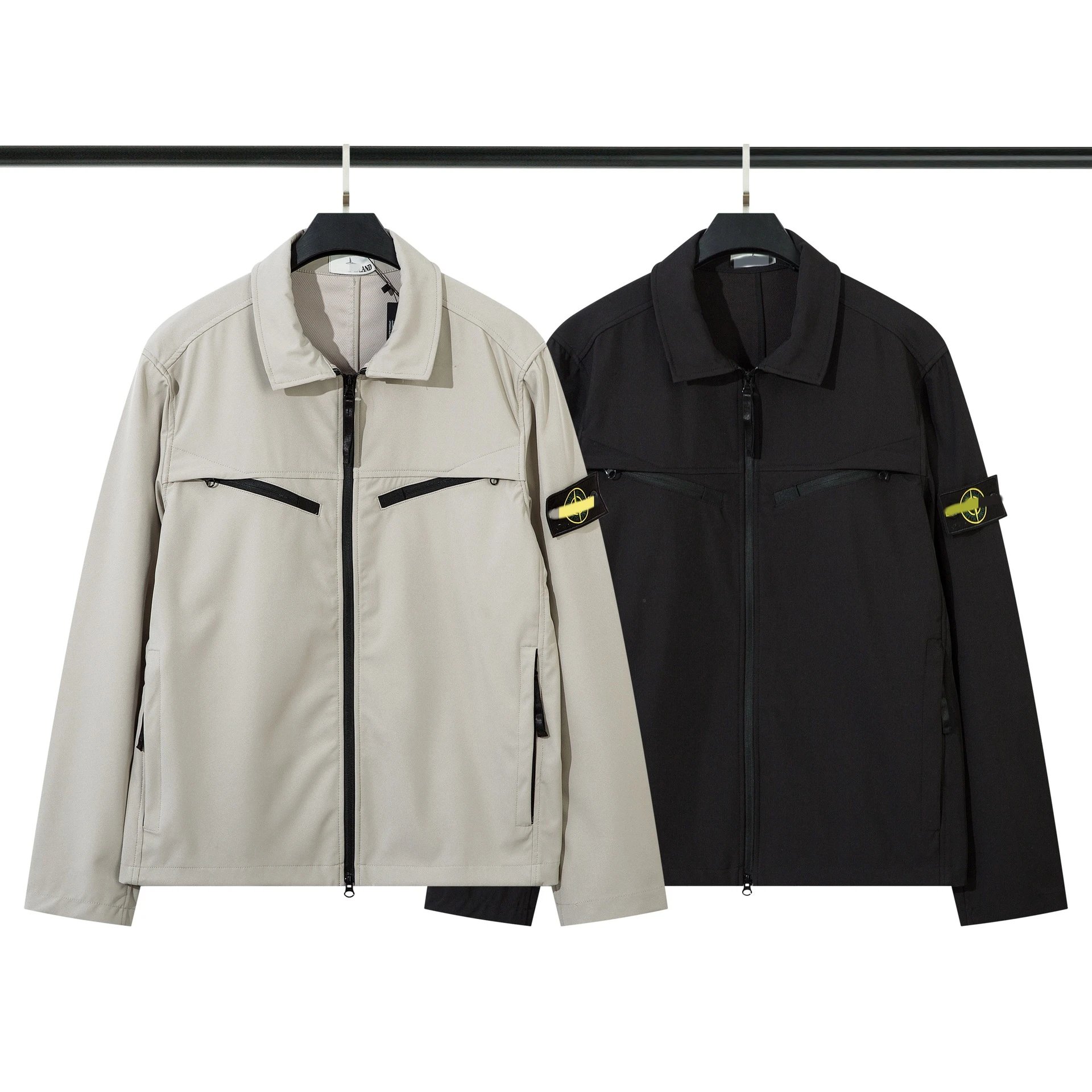 Stone Island Black and Beige Zip-Up Jackets