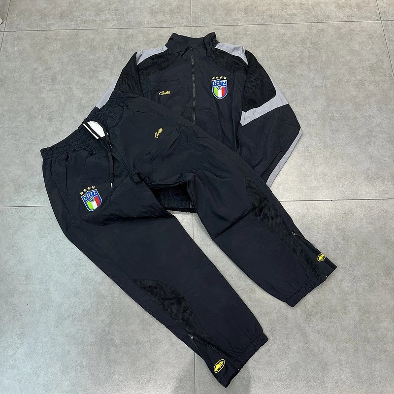 Black and Grey Sports Jacket and Pants Set
