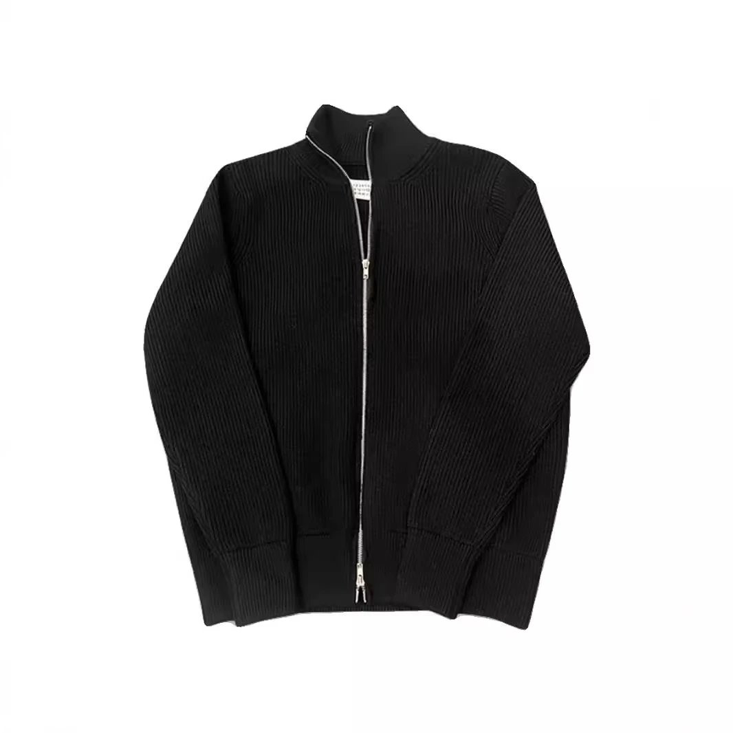 MM6 Black Ribbed Zip