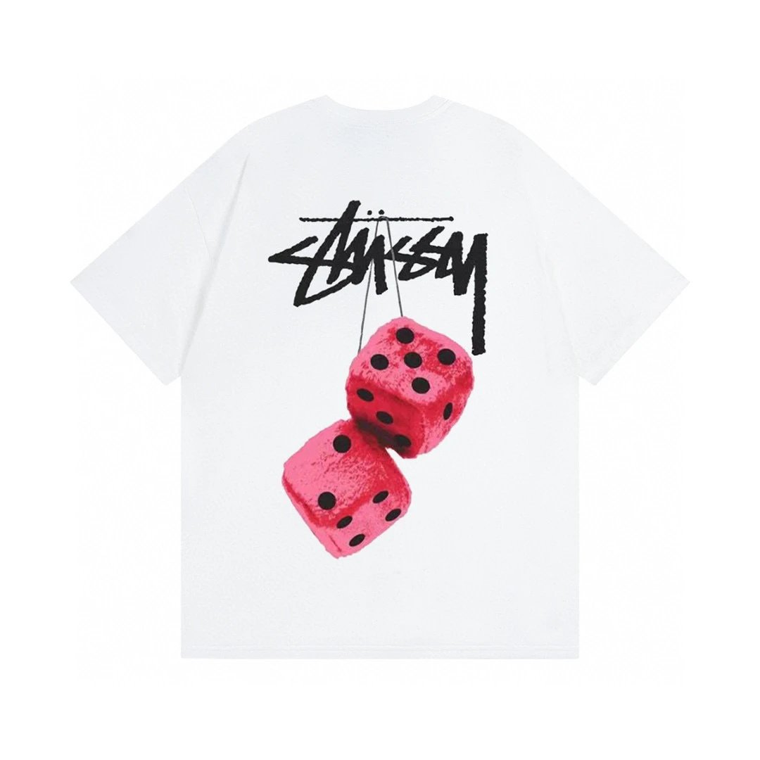 Stussy White Dice Graphic T-Shirt