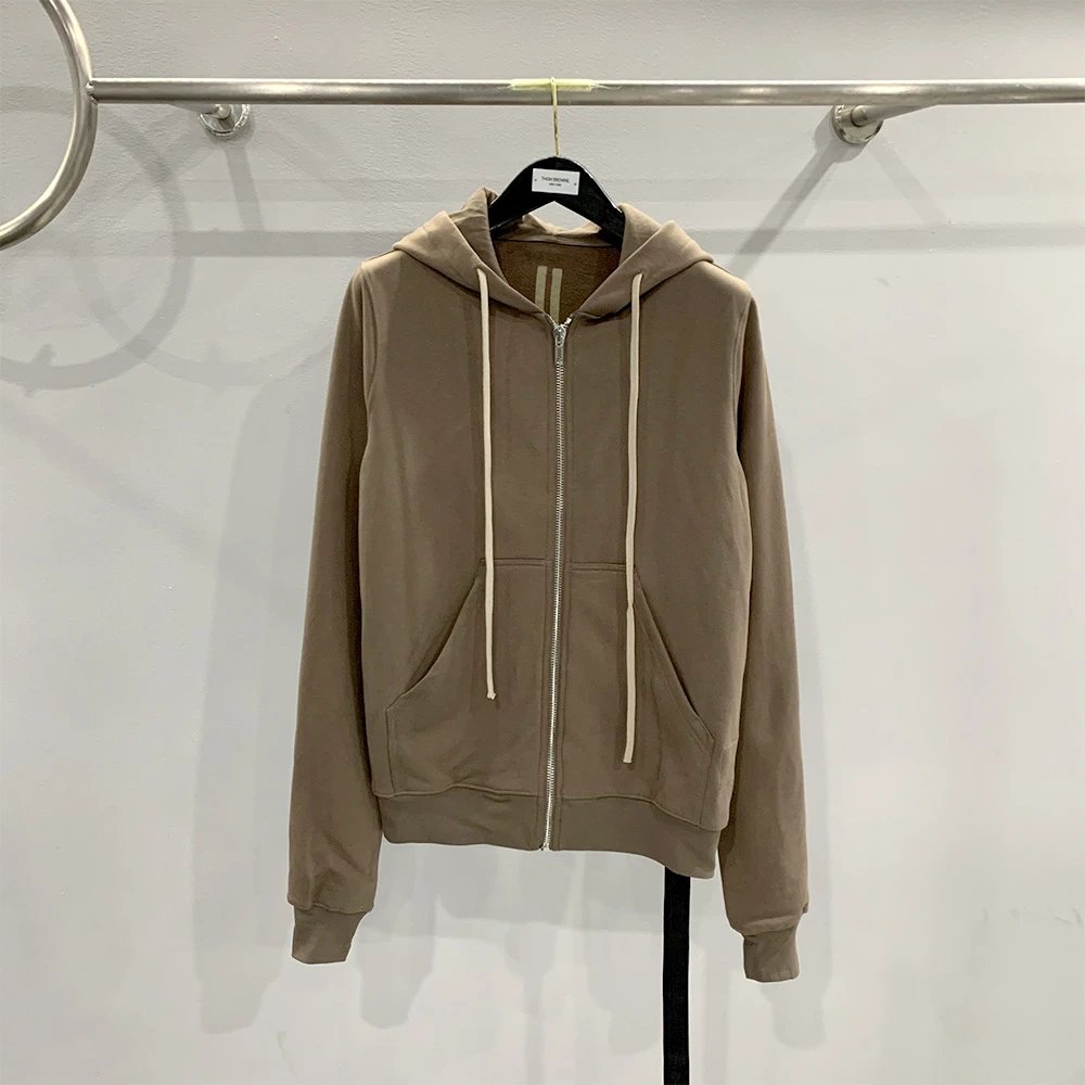Rick Owens Beige Zip-Up Hoodie