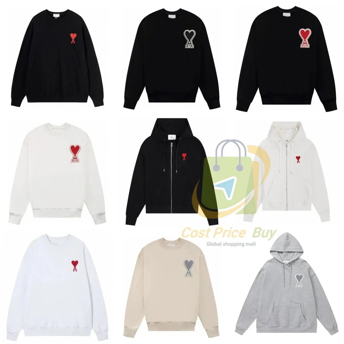 AM1 Black Crewneck Sweatshirt and Hoodies Set