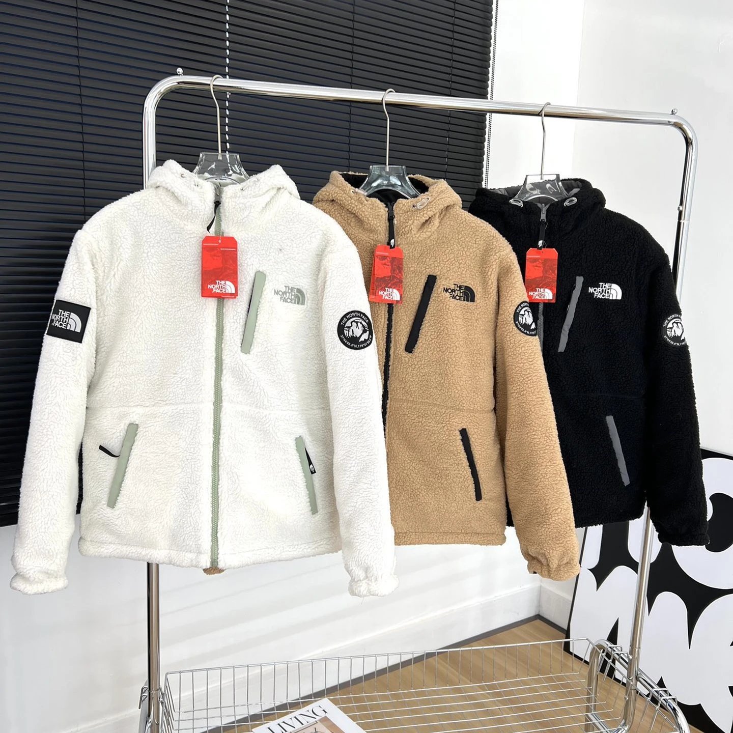 The North Face White Hooded Fleece Jacket