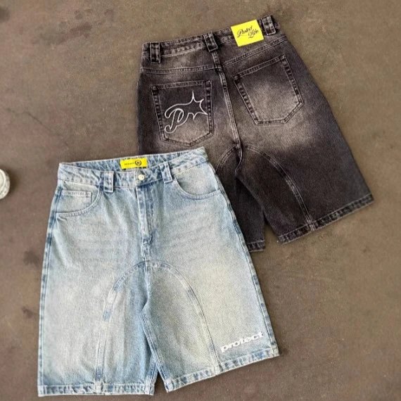 Denim Shorts Light Blue and Dark Wash