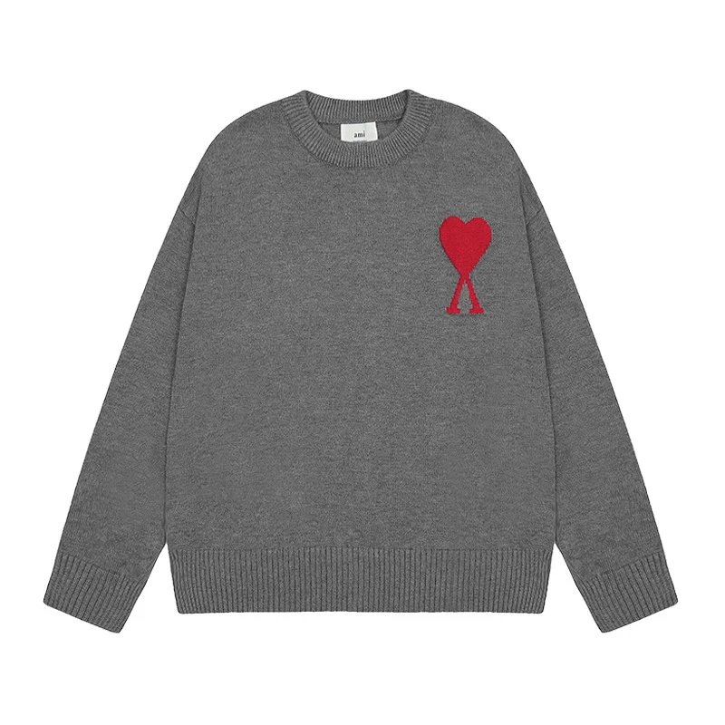 AMI Grey Heart Knit 
