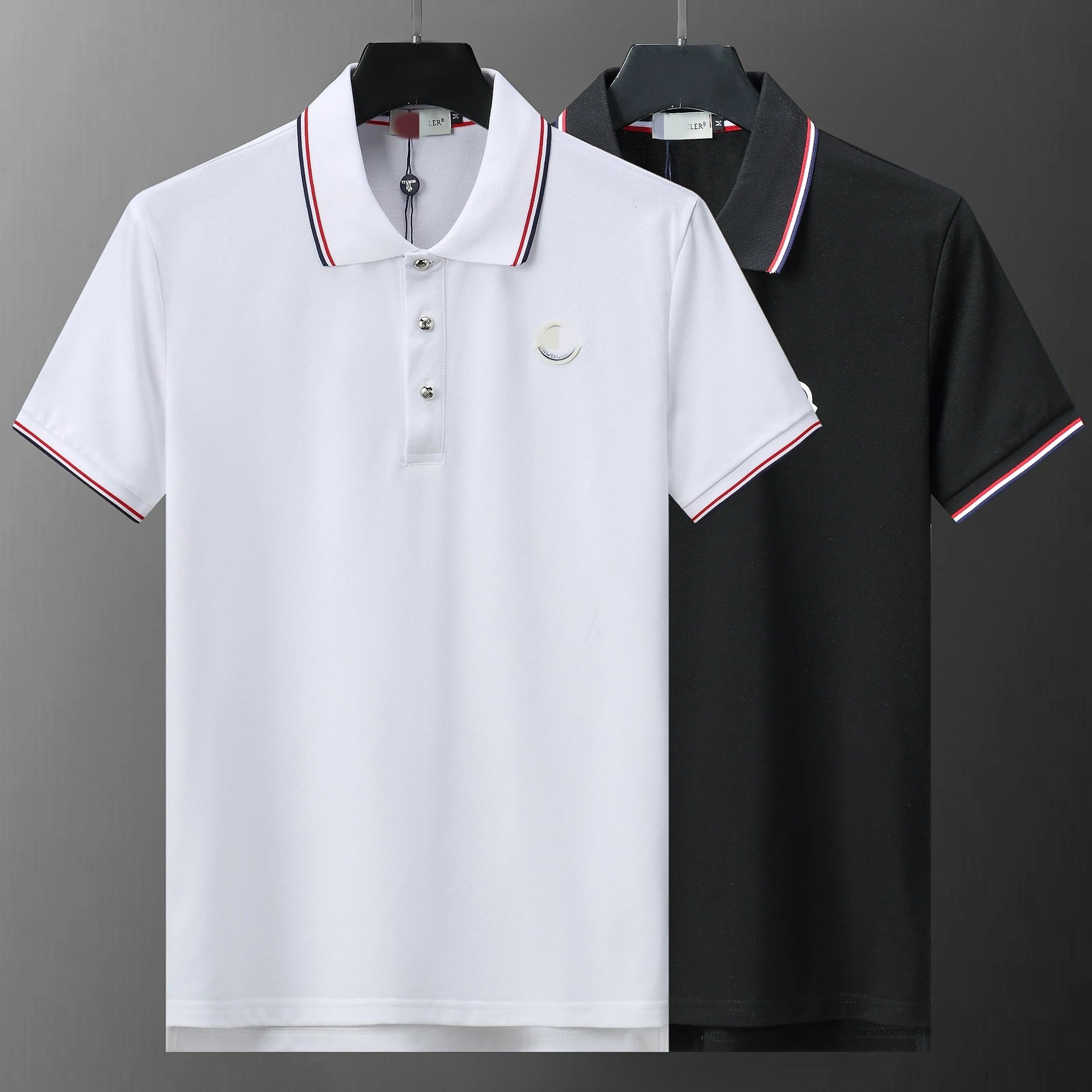 25 New Polo Shirt Men's Solid Color Casual Jacquard Knit Collar Short Sleeve T Shirt
