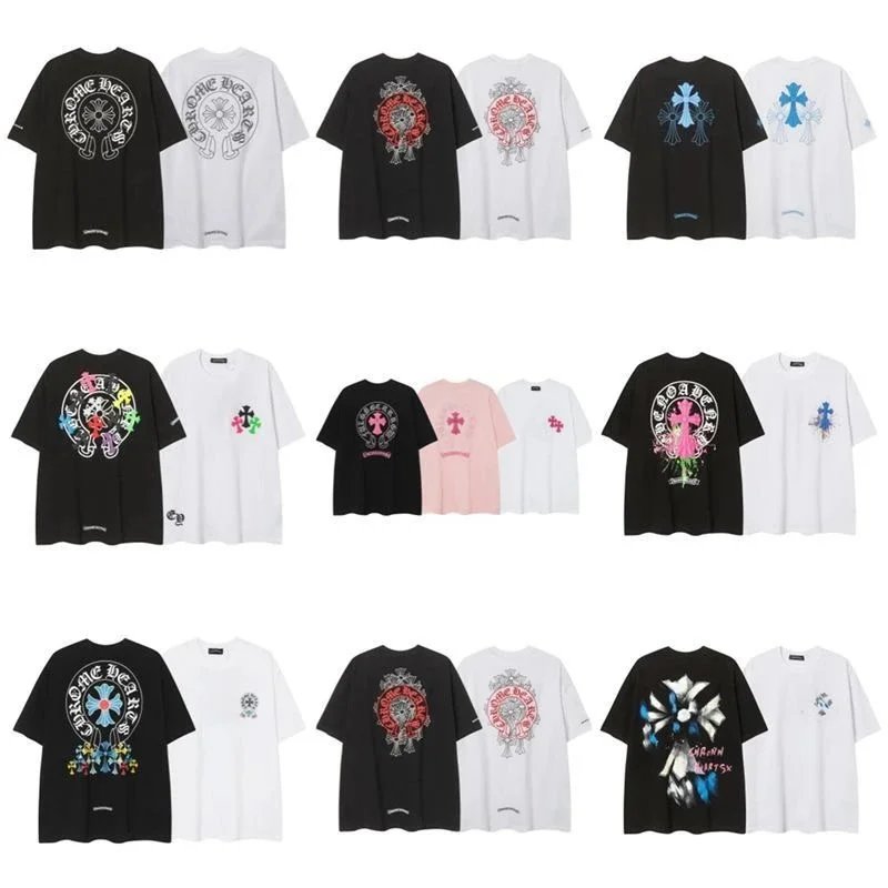 Chrome Hearts Black and White Graphic T-Shirts