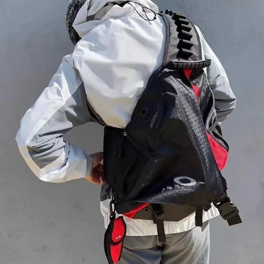 Black and Red Tactical Backpack with Adjustable Straps