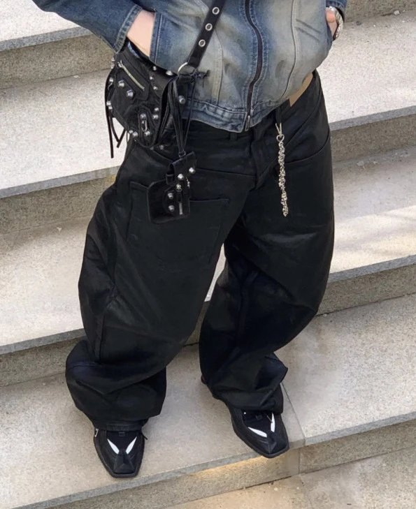 Black Leather Baggy 