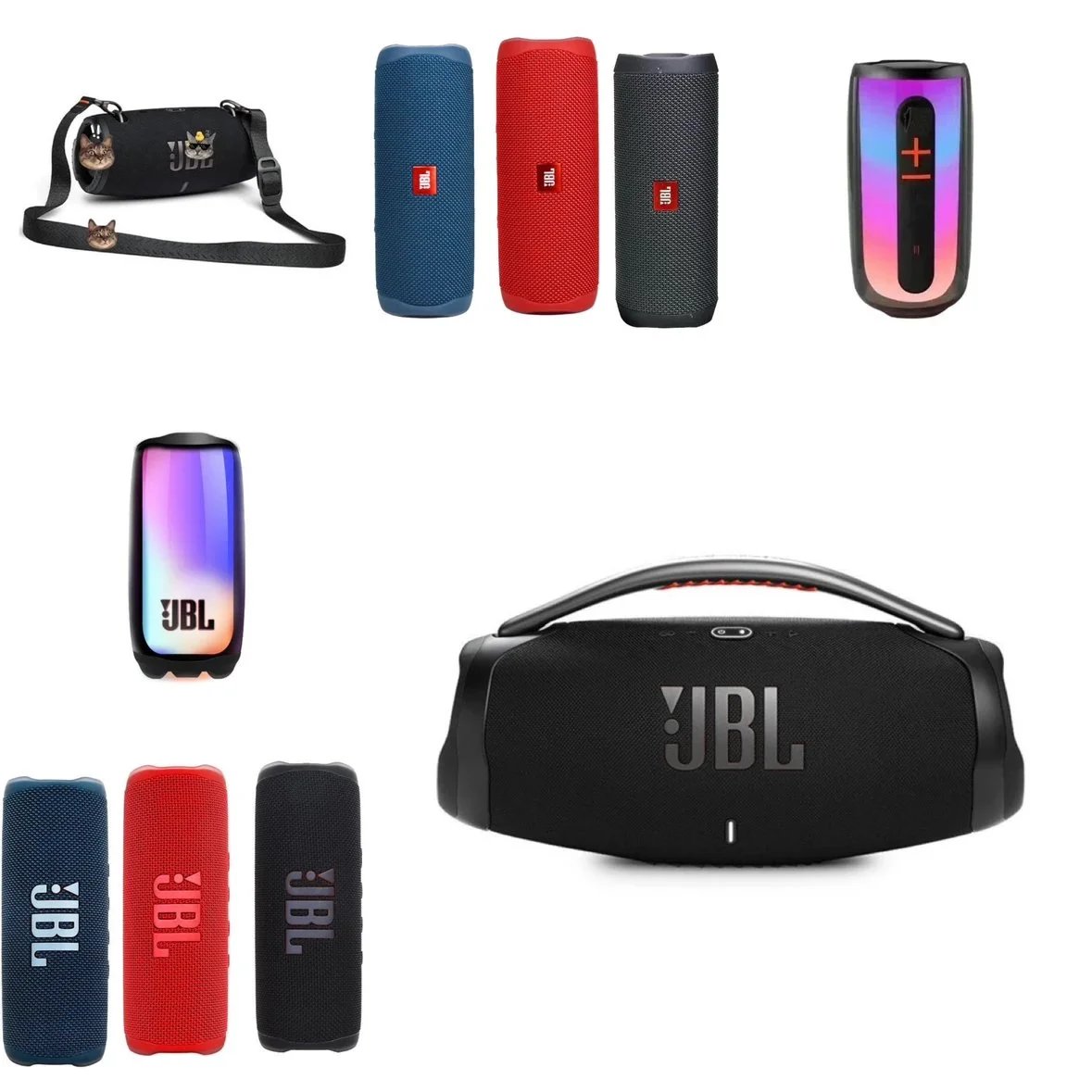 JBL Portable Bluetooth Speakers in Various Colors and Styles