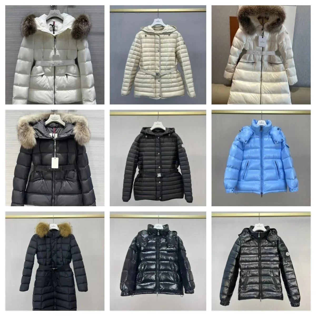 Moncler White Long Puffer Jacket with Fur Hood