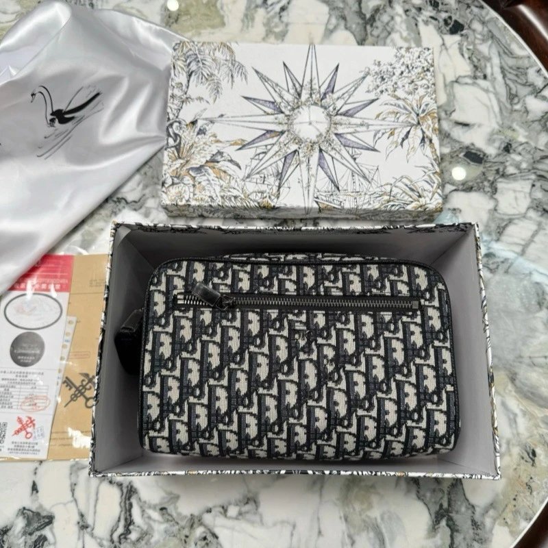 Dior Black and White Monogram Clutch Bag