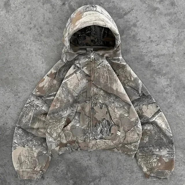 Hooded Camo Zip-Up Jacket