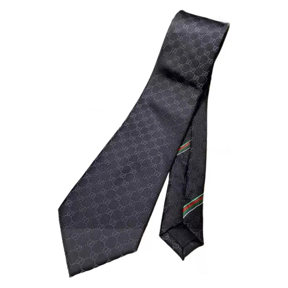 Gucci Black Monogram Silk Tie
