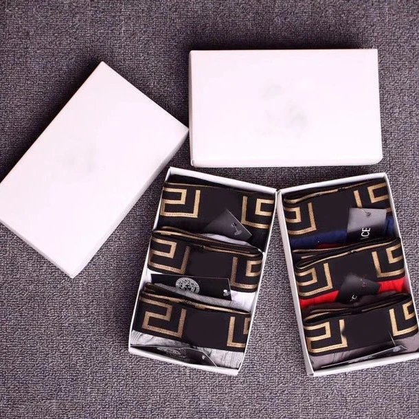 Versace Black Gold Pattern Men's Boxer Shorts Set