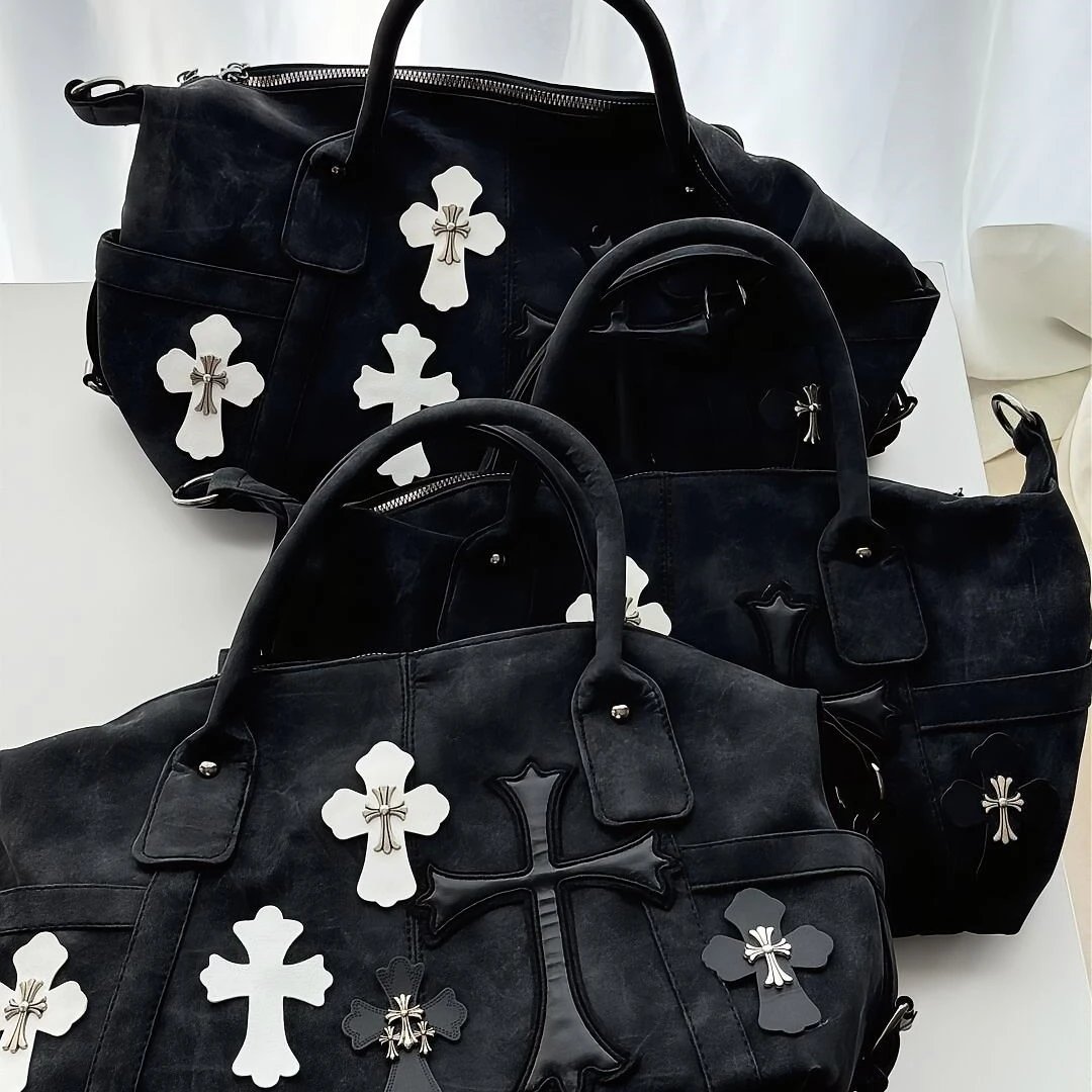 Chrome Hearts Black Cross Embellished Duffle Bag