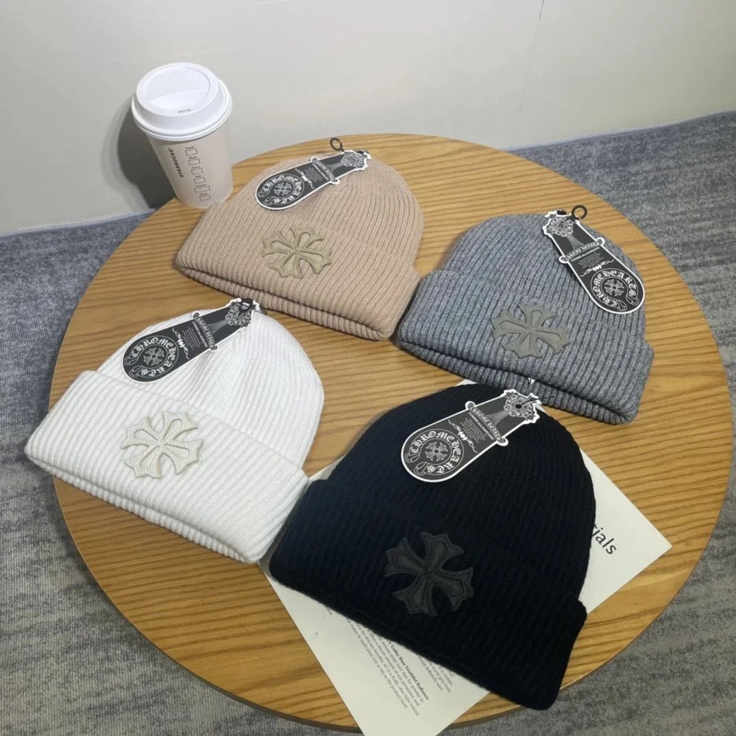 Chrome Hearts Beanie in Black, White, Beige, and Grey