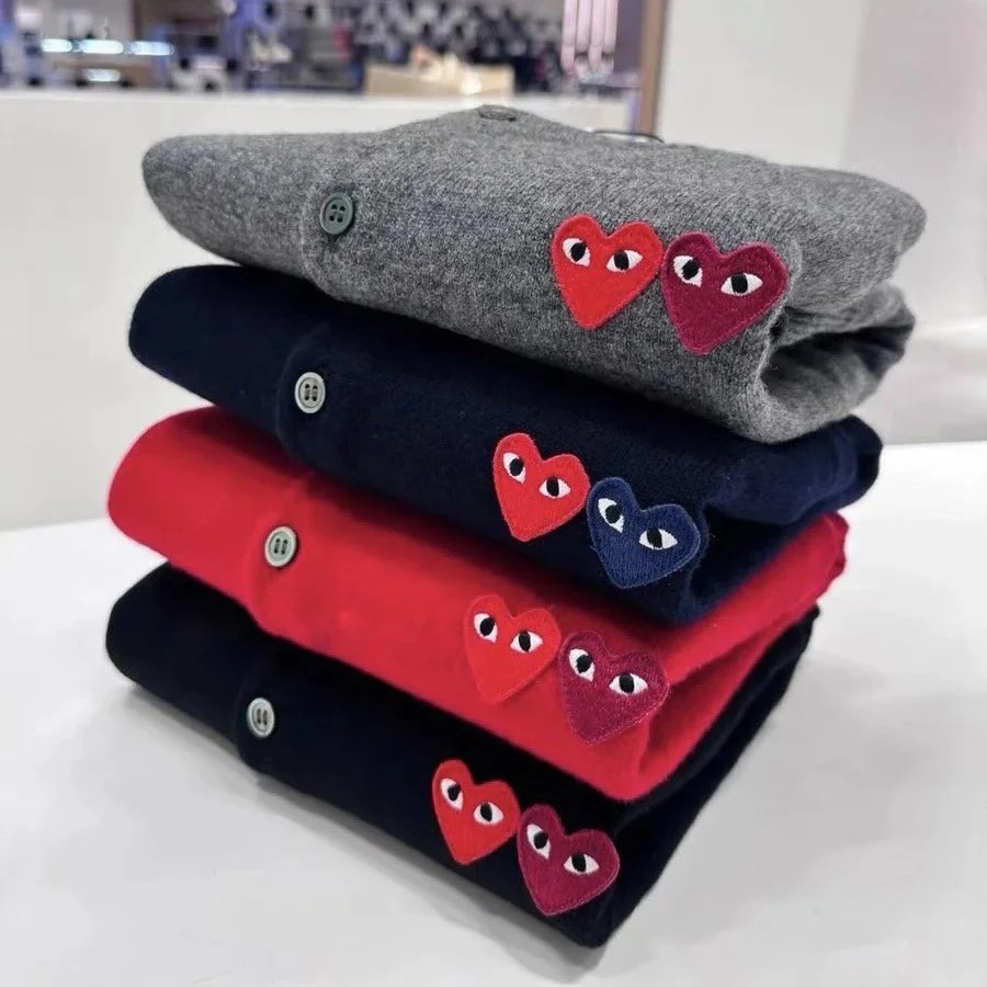 Comme des Garçons Play Heart Embroidered Cardigan Sweater