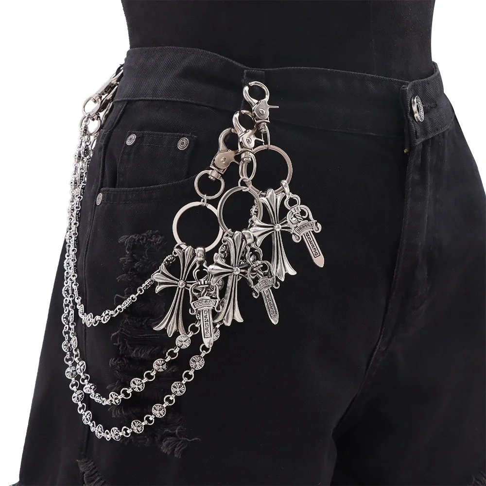 Chrome Hearts Silver Cross Keychain Belt