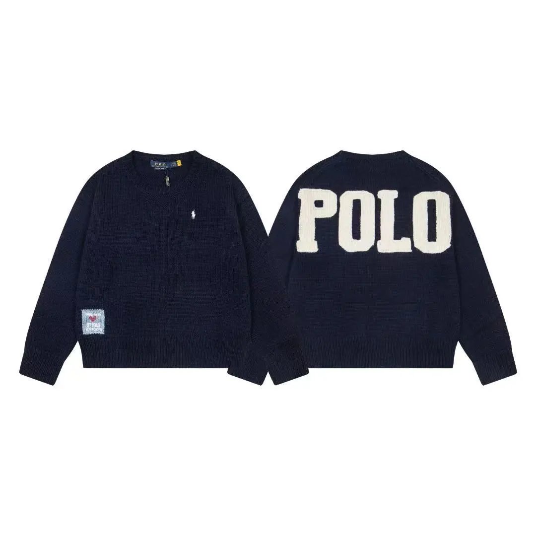 Ralph Lauren Navy Round Neck Knit Sweater