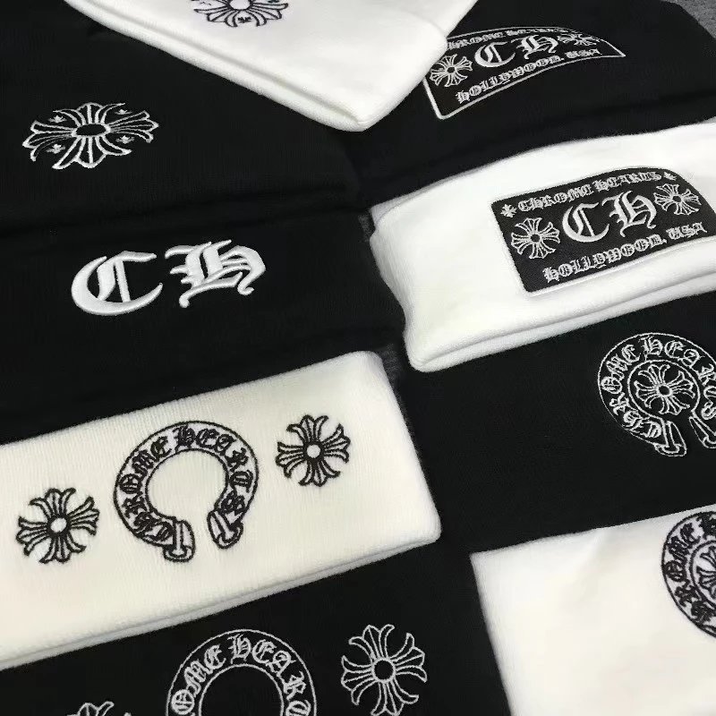 Chrome Hearts Black and White Embroidered Beanie