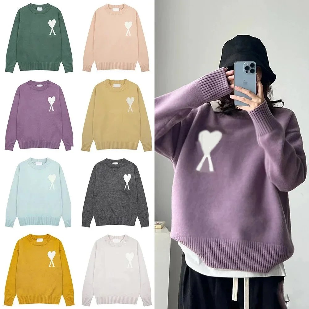 Ami Paris Purple Heart Knit Sweater