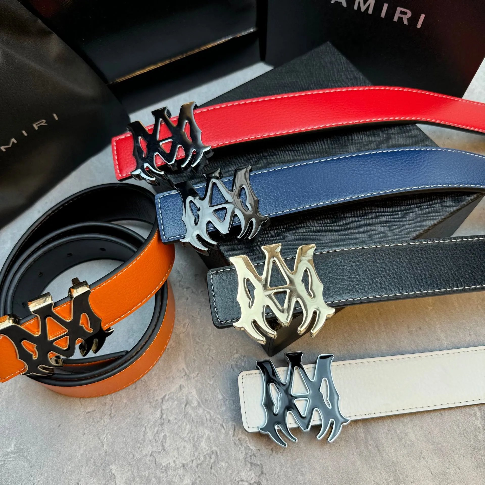 Amiri Reversible Leather Belt with MM Buckle