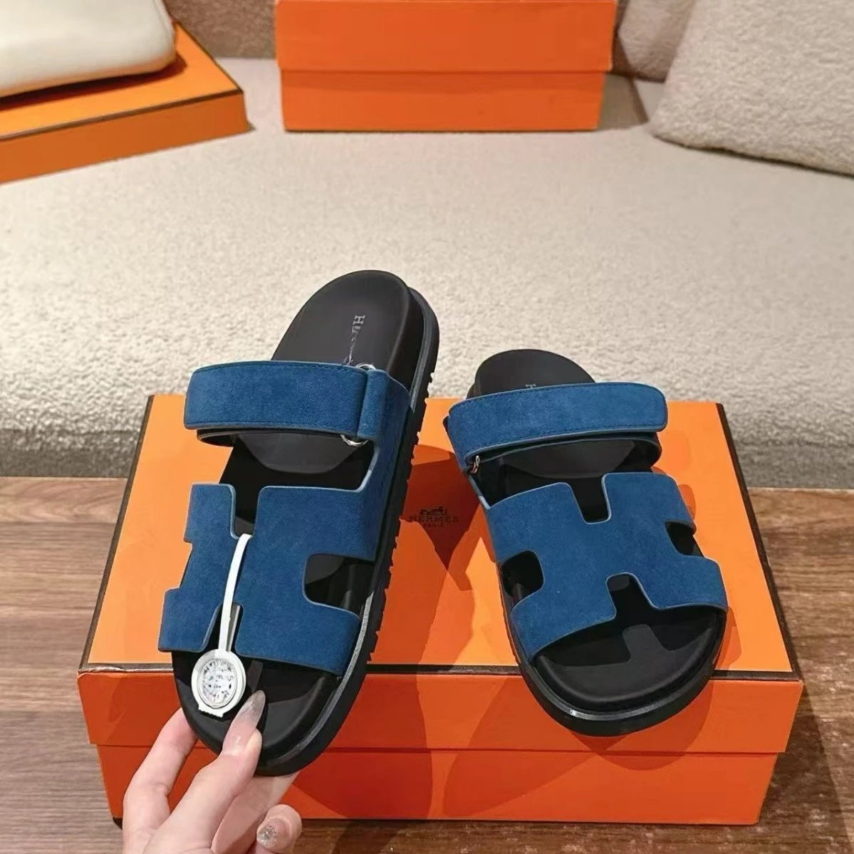 Hermès Blue Suede Sa