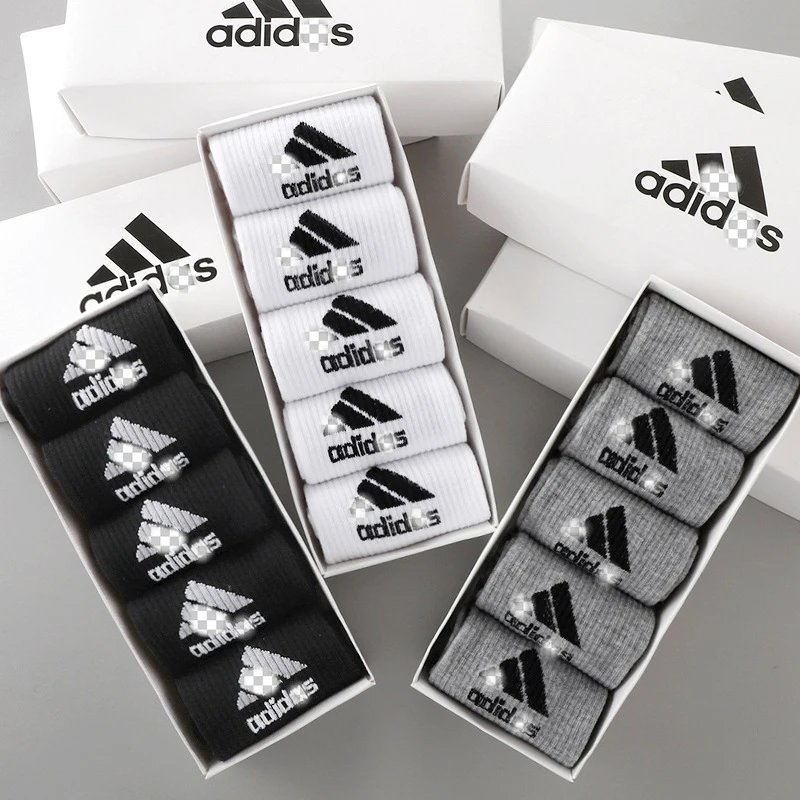 Adidas Black, White, and Grey Socks Set