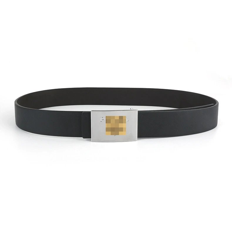 Black Leather Belt with Silver Buckle
