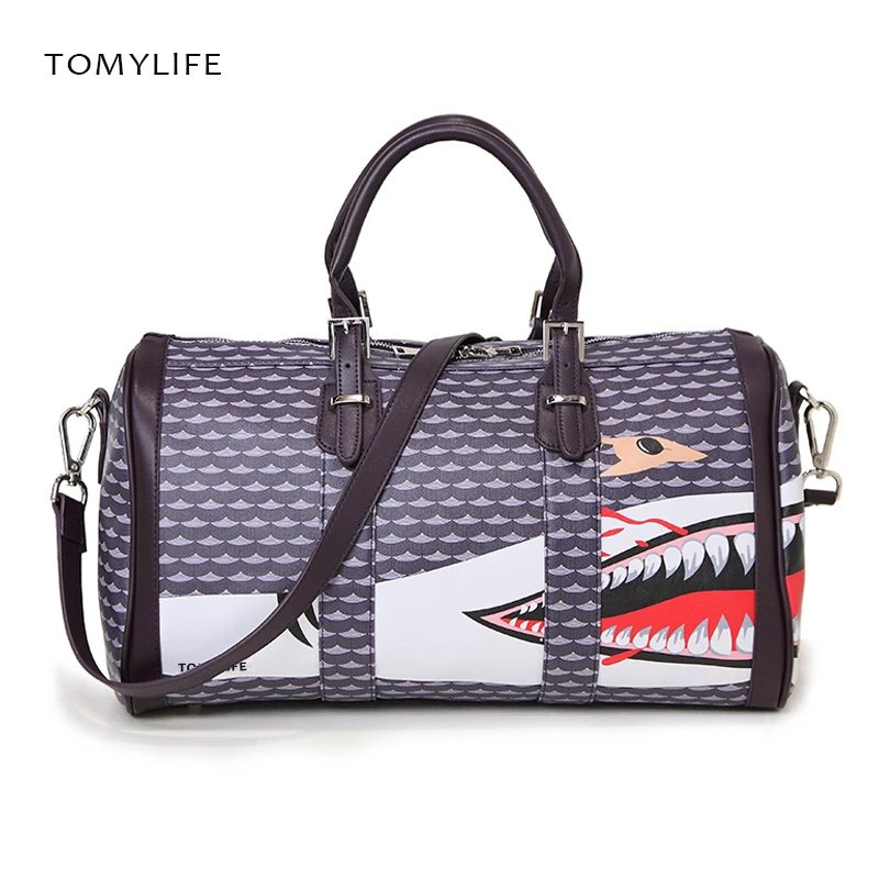 TOMYLIFE Shark Print Travel Duffle Bag