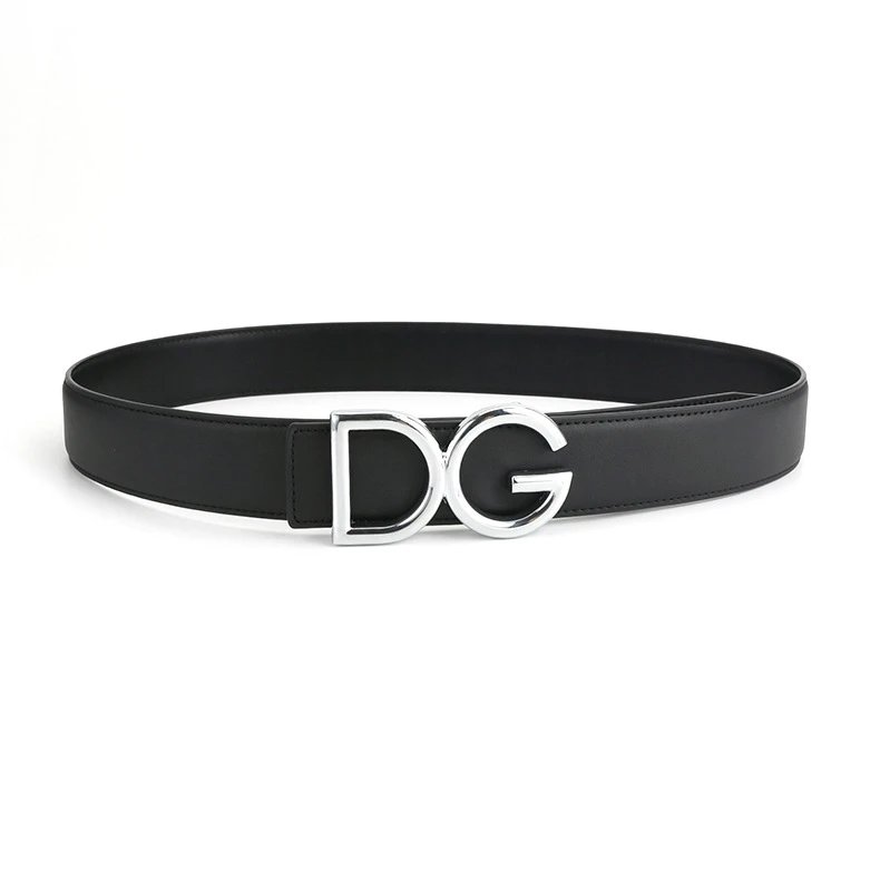 Dolce & Gabbana Black Leather Belt with DG Buckle