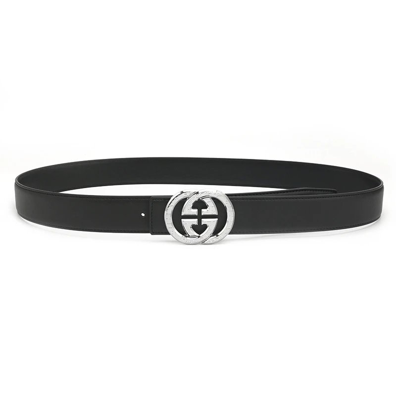 Gucci Black Leather Belt with Silver Buckle