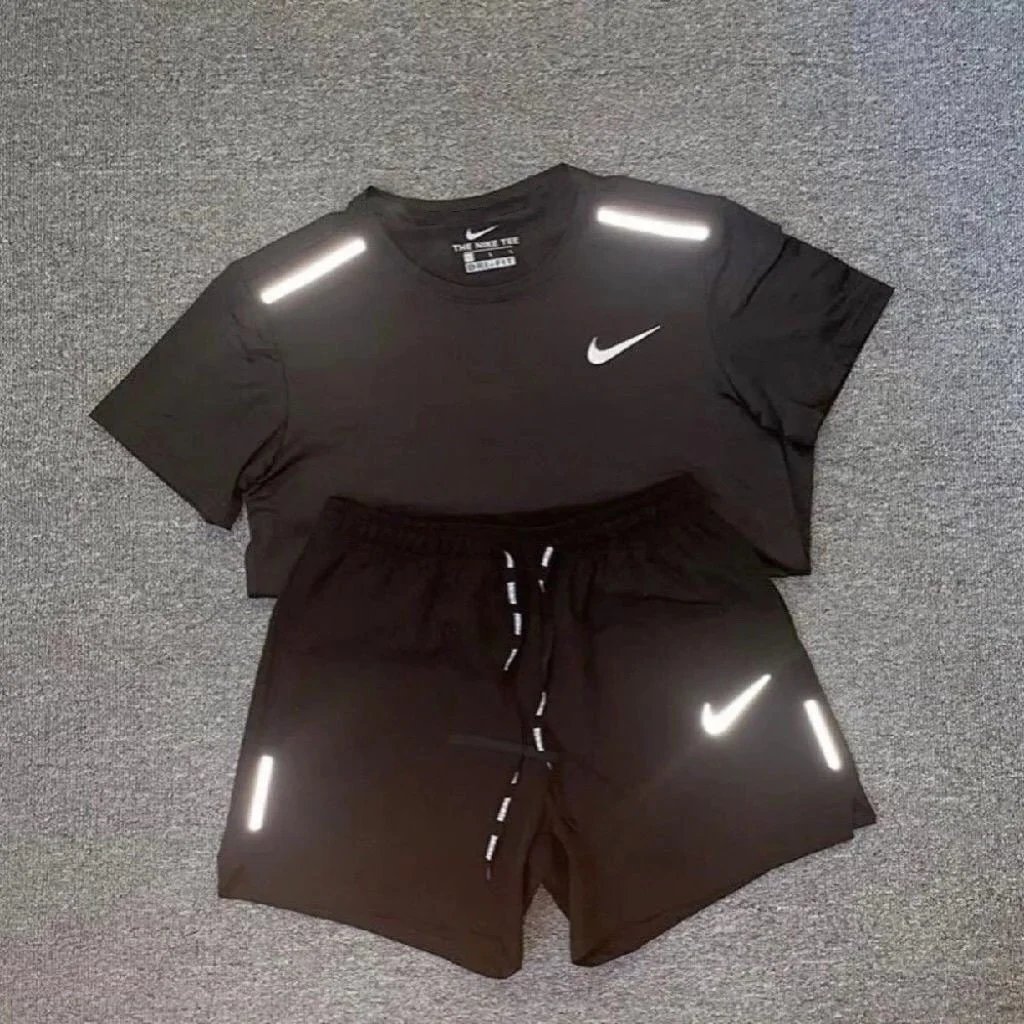 Nike Black Reflective T-Shirt and Shorts Set