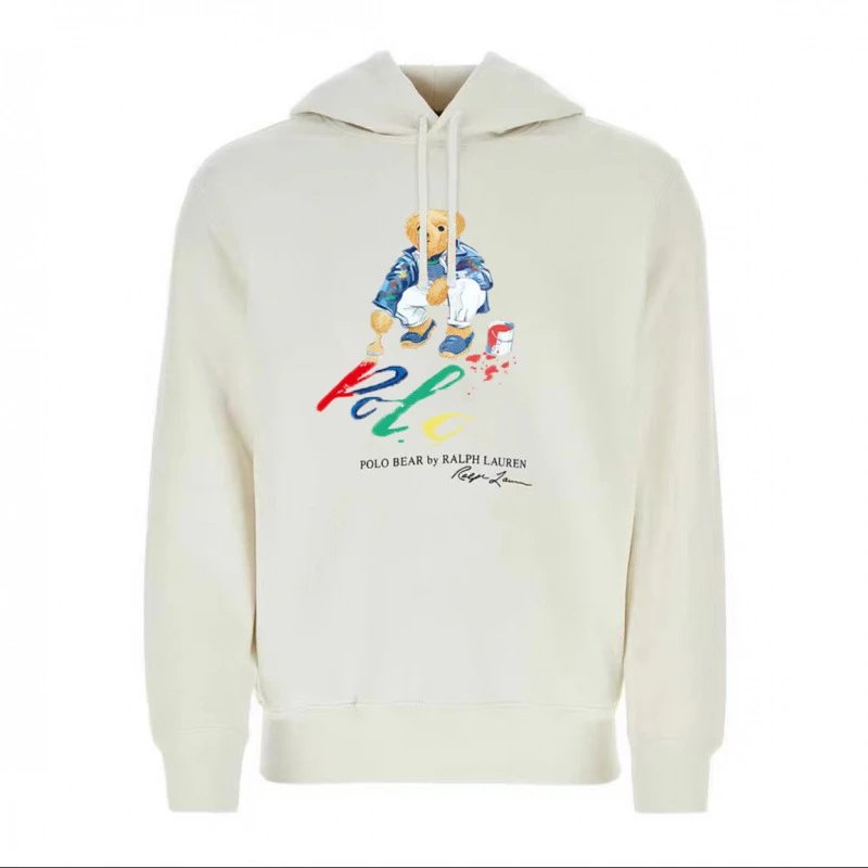Ralph Lauren White Hoodie with Bear Graphic