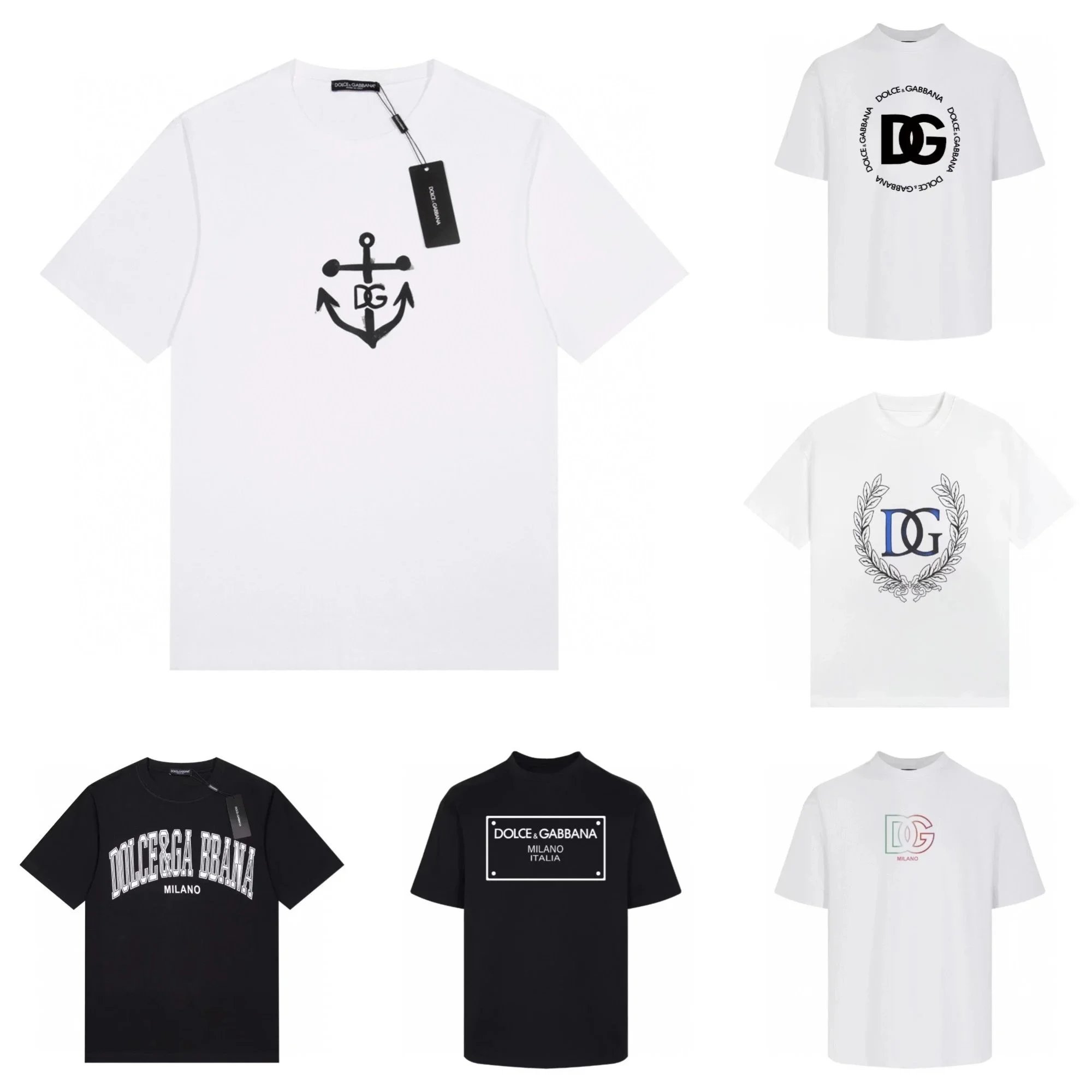Dolce & Gabbana White and Black Graphic T-Shirt Set