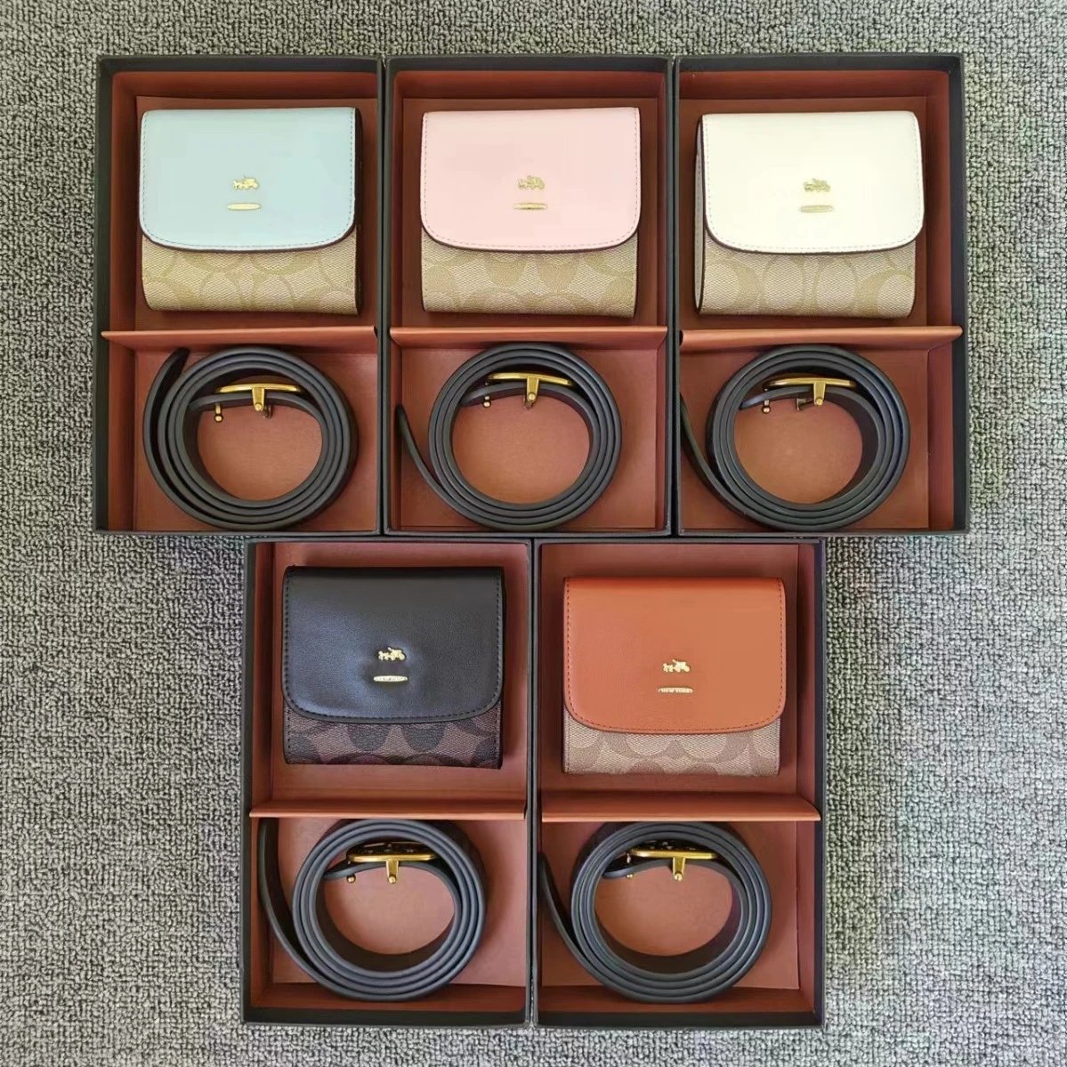 Coach Signature Leather Belt and Wallet Set